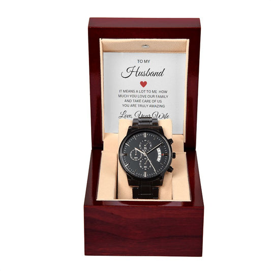 Black Chronograph Watch | To My Husband | Gift for Him