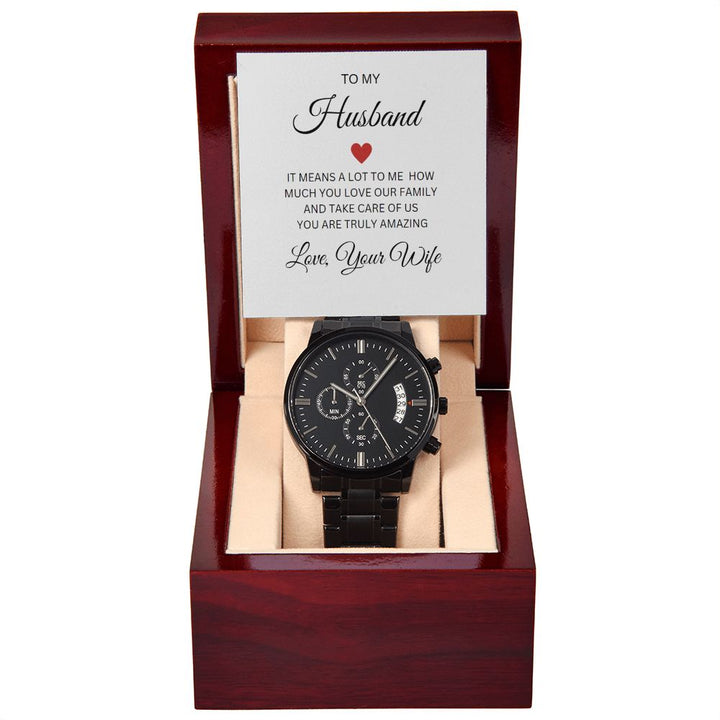 To My Husband - What Love Really Is - Black Chronograph Watch | online Gift from Wife, Anniversary Gift, Gift for Father's Day, Boyfriend