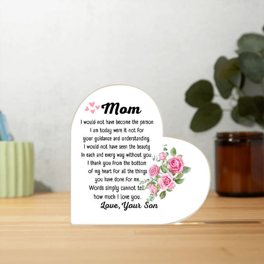 Mom | Acrylic Heart Plaque | Gift For Mom