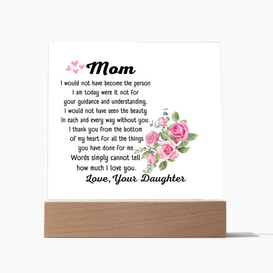 To Mom | Acrylic Square Plaque | Gift From Daughter