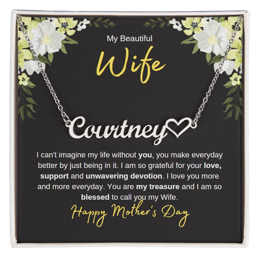 My Beautiful Wife | Personalized Name Necklace | Happy Mother's Day